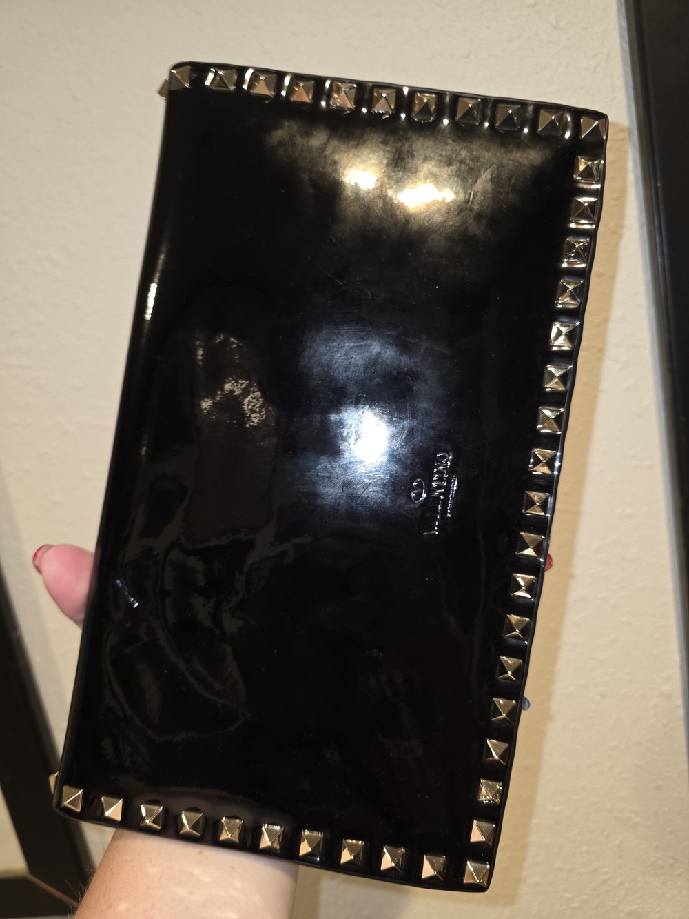 Valentino Black Patent Leather Rockstud Clutch - Picture 2 of 9